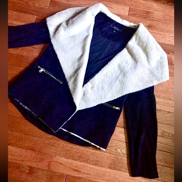 NEW FAUX SHERPA BLACK MOTOR JACKET SIZE S - Picture 5 of 8